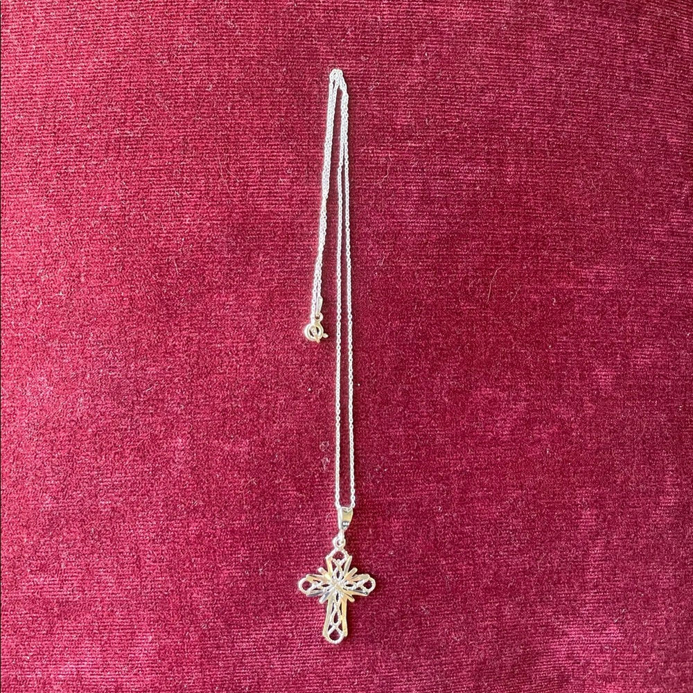 New 925 Sterling Silver Cross Pendant Necklace